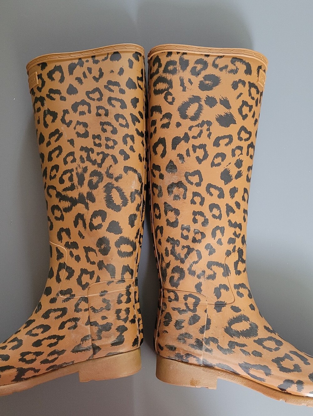 Hunter Leopard Print Brown Tall Waterproof Women Rain Boot Sz 8 - Picture 3 of 8